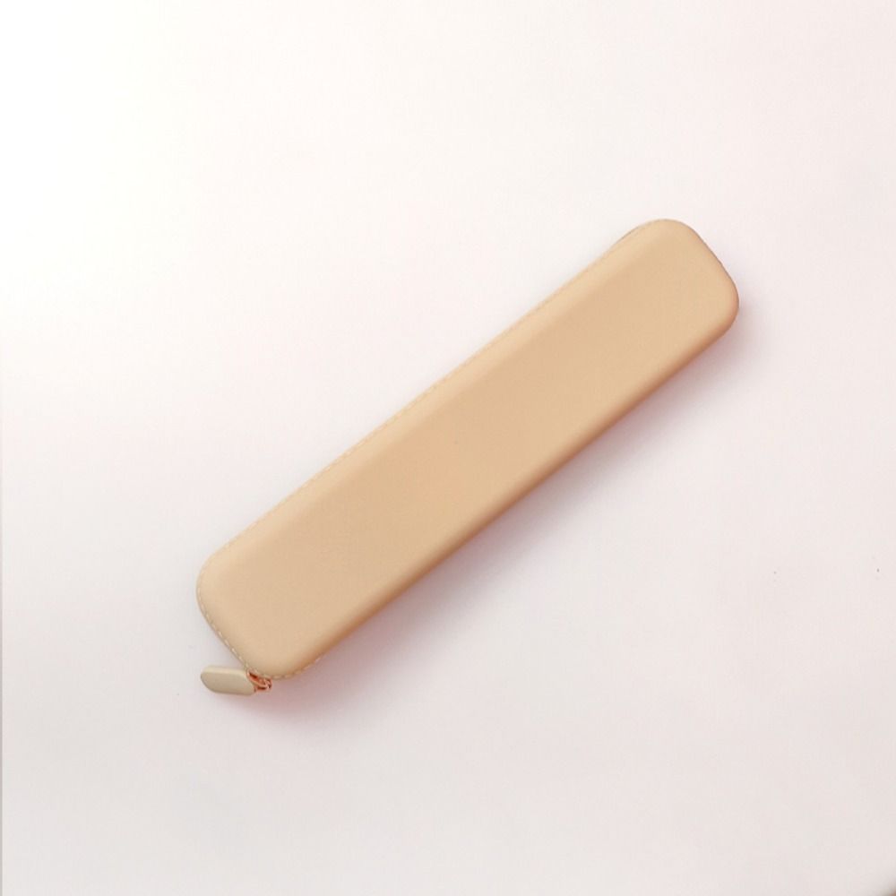 Multifunctional Pen Bag Solid Color Stationery Storage Bag Simple Silicone Pencil Case Friends