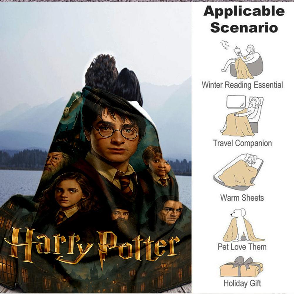 1pc Harry Potter Flannel Throw Blanket - HD Printed Lightweight Soft Warm All-Season Blanket for Sofa, Bed, Travel, Camping 112