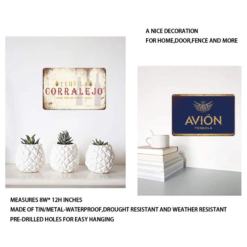 Tequila Whisky Tin Sign Metal Sign Dekoracyjny Vintage Plate Decor Retro Plakietka do Baru Pub Man Cave Club Room Home Wall Decor
