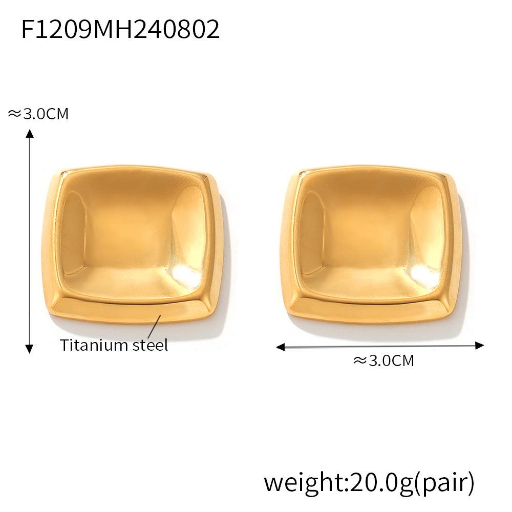 

Винтажные геометрические квадратные вогнутые серьги из титановой стали с покрытием из золота 18 карат