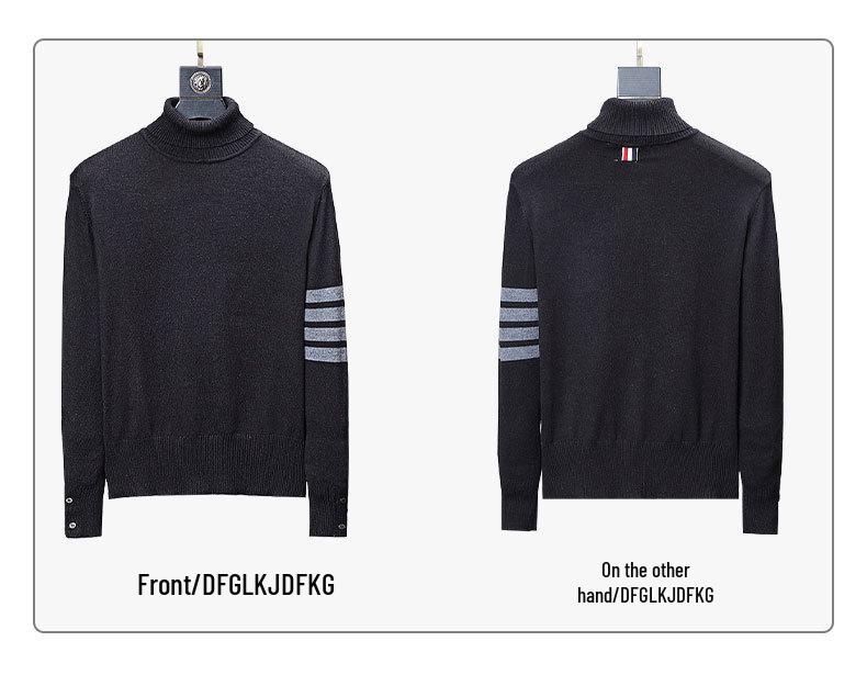 TB BROWIN High-Neck Sweater: Unisex Wool, Four-Bar, British Style