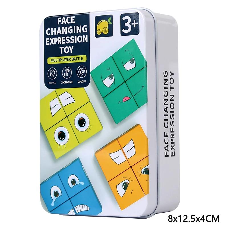 Kids Educational Toys Emotion Change Blocks Expressions Puzzles Children Cube Games Early Learning Montessori Geometry Face