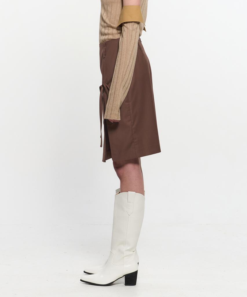 Kimjisu Ribbon Tied Slit Skirt _ Brown