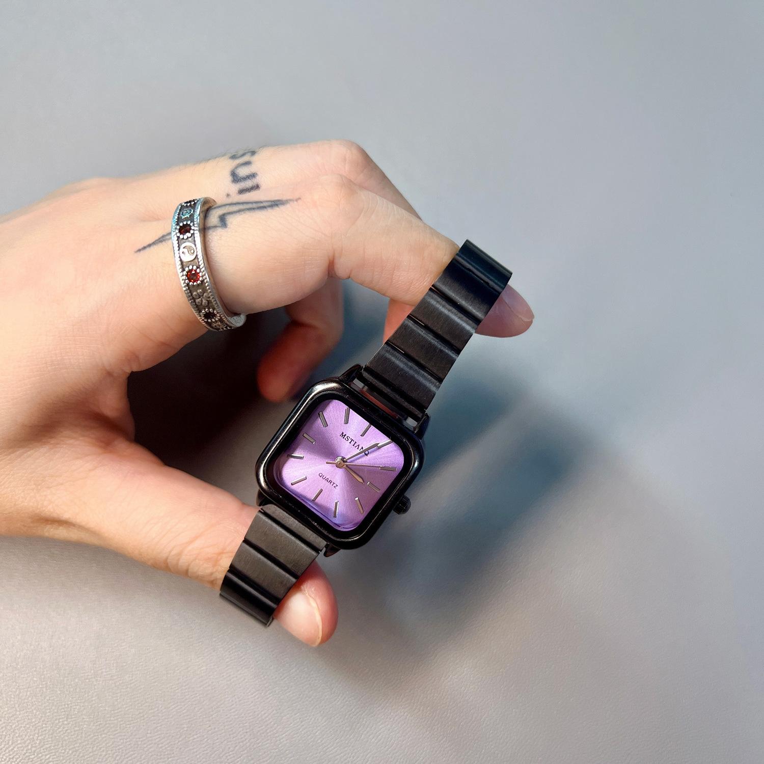 

Бренд Черные Часы для Женщин Роскошный Подарок Модные Кварцевые Часы Простой Квадратный Циферблат Изысканные Женские Наручные Часы