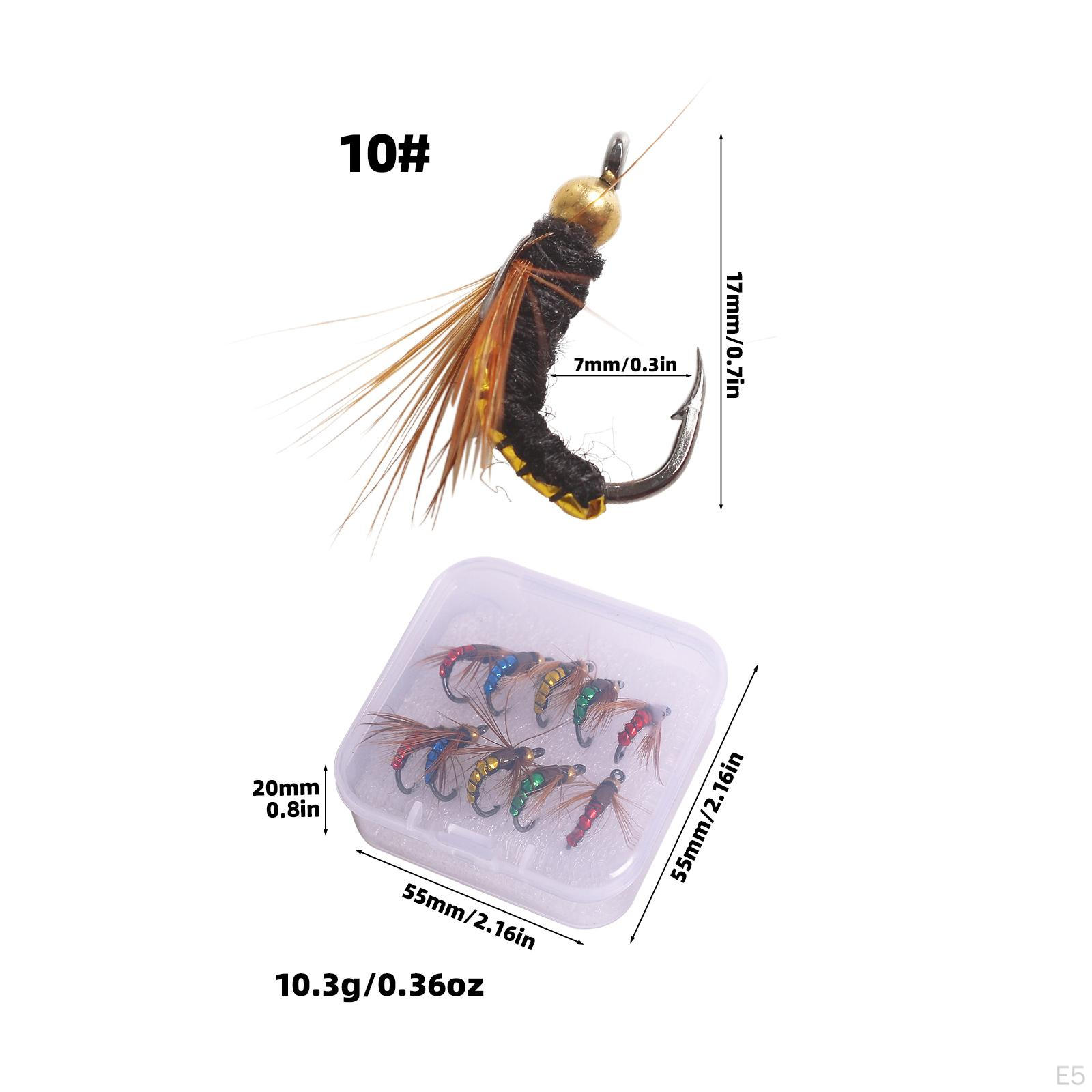 10 шт. приманки для ловли нахлыстом с искусственным набором крючков для Size 10 — фото 7