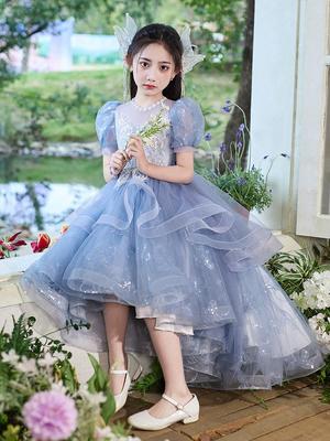 Blue Princess Girls' Formal Dress - Luxury Birthday Piano Performance Outfit