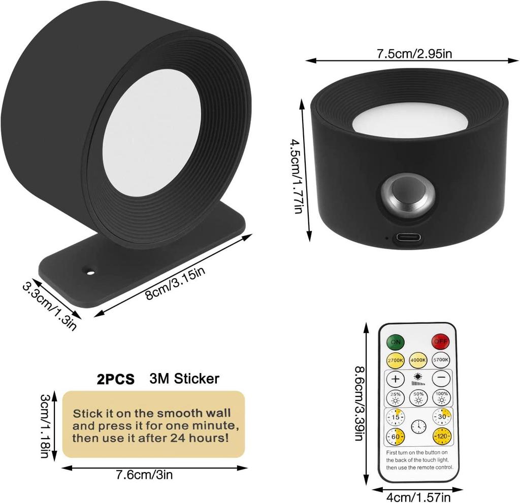 Portable LED Bedside Reading Lamp with USB Charging & Touch Adjustable Magnetic Night Light