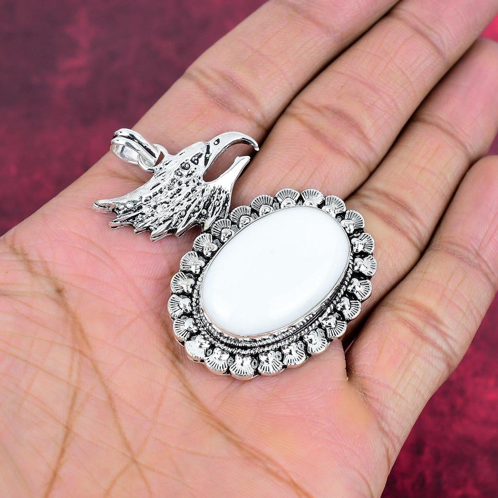 Ciondolo in argento sterling massiccio 925 con corallo bianco, gioielli con ciondolo in pietra preziosa fatti a mano, regali per la moglie, ciondolo nuovo di zecca