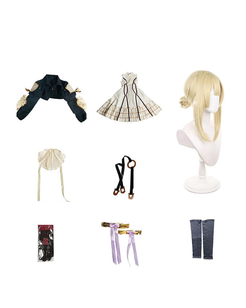 Violettes Cosplay Kostüm mit Auto Memory Deluxe Erwachsenen Schulbühnen Kostüm Perücke Größe [Ausgezeichnete Qualität] Perücke, Puppe, Edition, Anime-Stil, Kostüm,