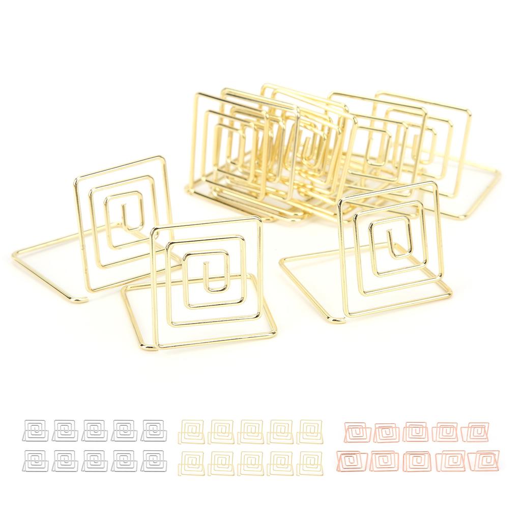10Pcs Business Card Holder Mini Cute Metal Desktop Message Display Stand for Table Number Photo Memo