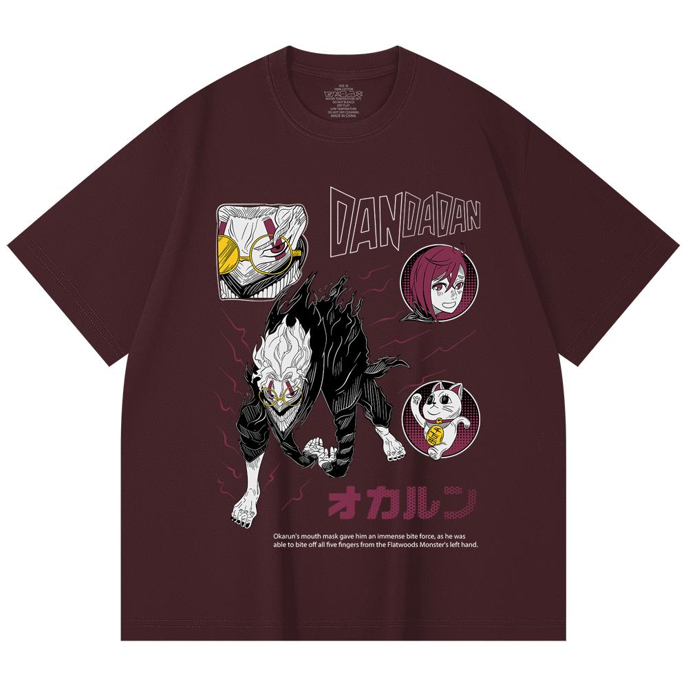 

230 Gsm 100% Cotton DanDaDan V5 Okarun Print Unisex Heavy Cotton T Shirt 2XL вина червоного кольору