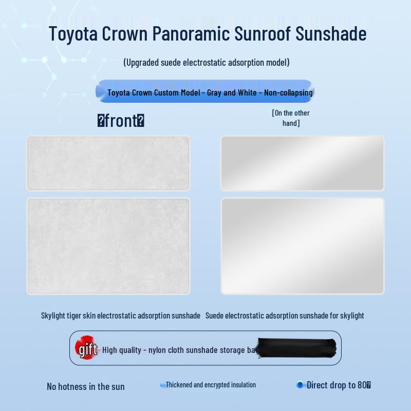 Toyota 23 Crown Sunroof Electrostatic Sunshade: Heat Insulation, Sun Protection, Privacy, Opaque