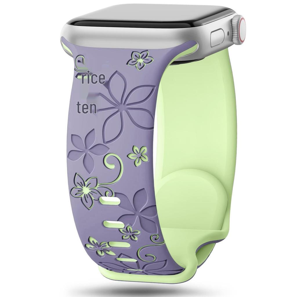 Bauhinia Floral Laser-Engraved Silicone Band for Apple Watch