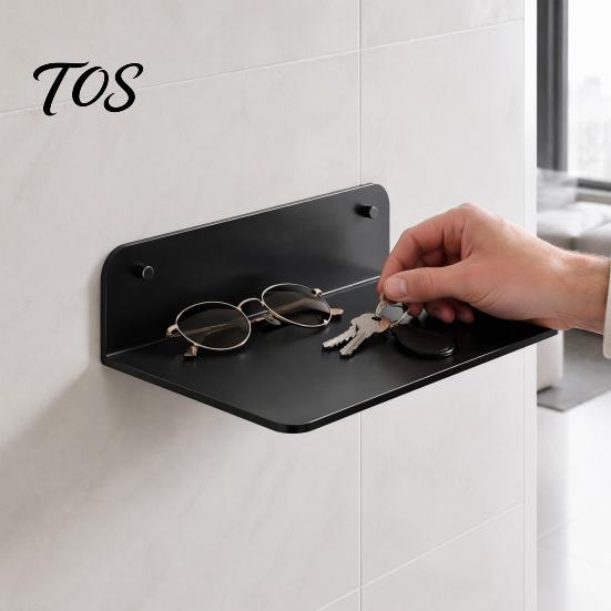 Wall Mounted Storage for Small Items 2PCS Hanging Floating Shelf, Adhesive-Backed/Hole Punching Installation Versatile Shelf Rental Design,