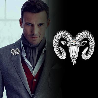 I -Remiel Fashion Retro Zinc Alloy Goat Head Brooch Male Suit Coat Badge Sheep Brooch Animal Lapel Pin Shirt Accessories For Men