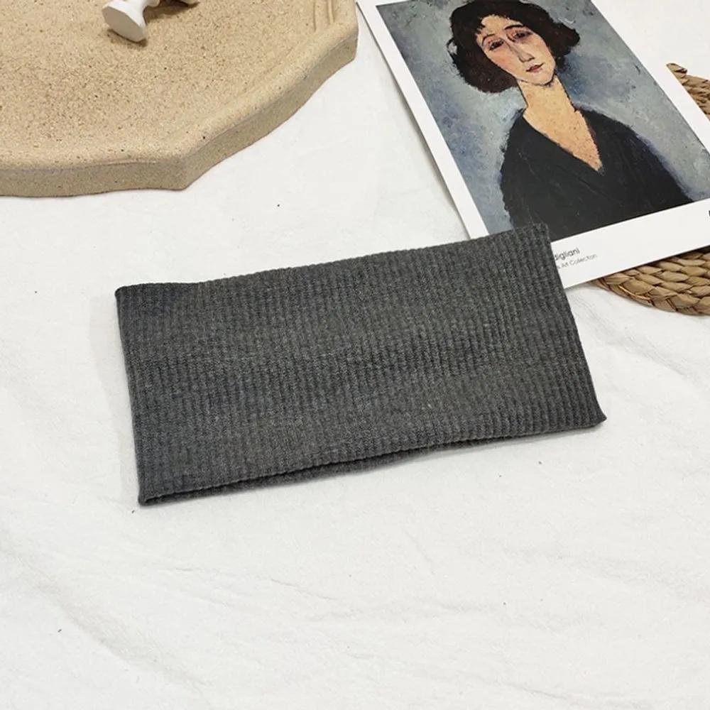 Ribbed bandana face wash hairband cotton fashion wide headband wide hairband daily hairband 1-Ribbed Bandana-Black