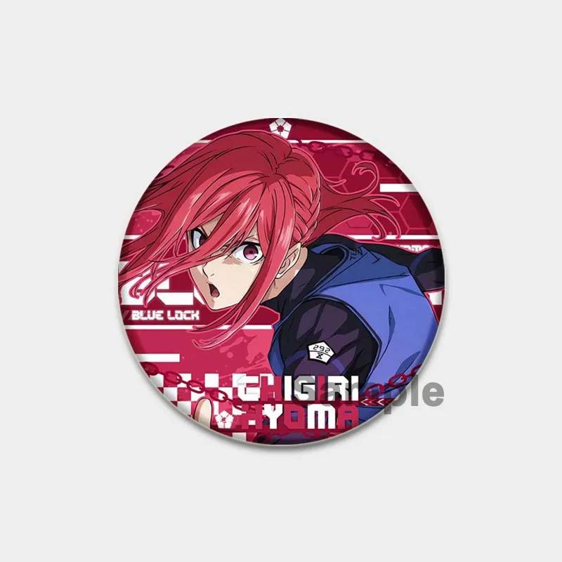 

32/44/58 мм Круглые синие кнопки-застежки в виде аниме-персонажа из мультфильма Isagi Yoichi Брошь на заказ Прикрепляемый значок Аксессуары для косплея Ювелирные изделия Подарки 44mm