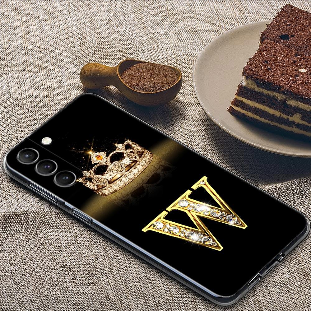 Diamond Crown First Initials Letter N Clear Samsung S24 Ultra Case For Galaxy S21 S20 FE S22 Ultra S23 S24 Plus Cases Soft Cover