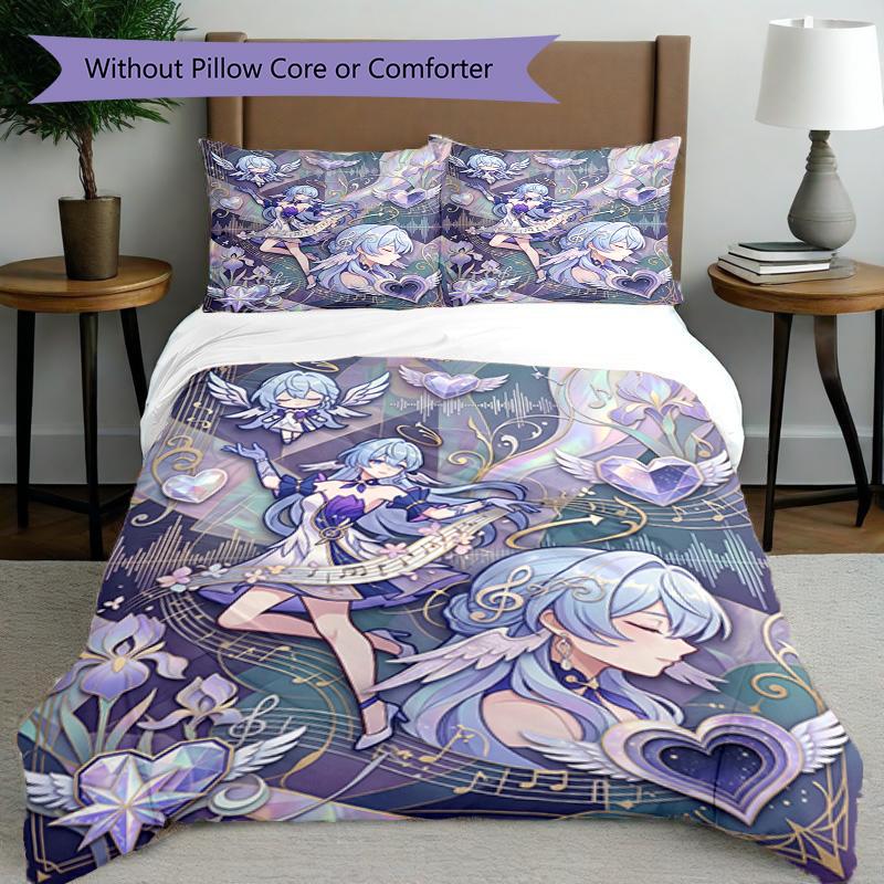 3pcs Duvet Cover Set (1*Duvet Cover + 2*Pillowcase, Without Core), Robin (Honkai Star Rail) Print Bedding Set, Bedroom Decor, All‑Season, Birthday Gif