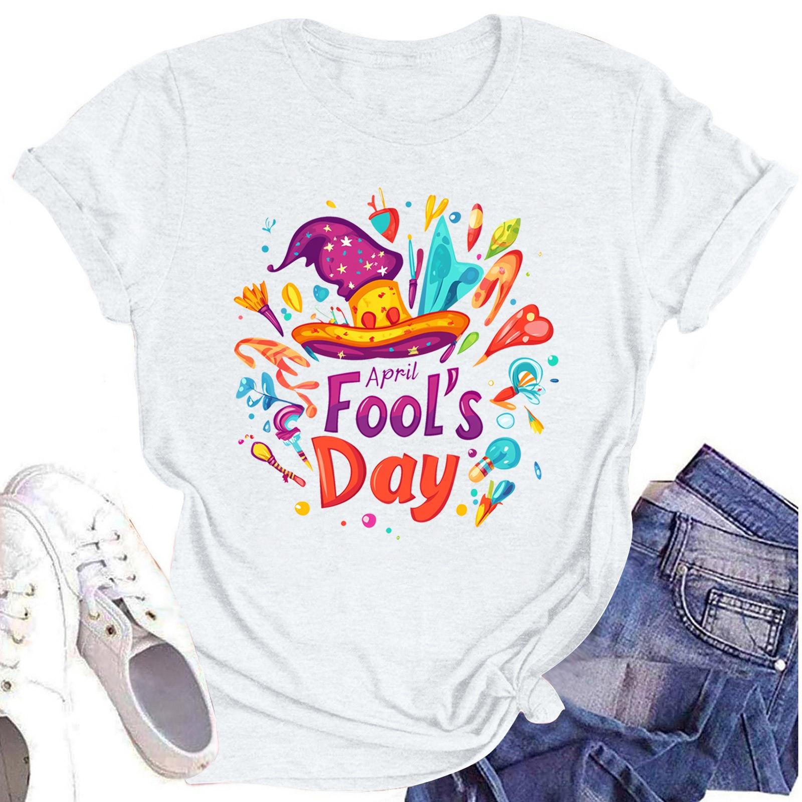 

Жіноча повсякденна повсякденна футболка з круглим вирізом і короткими рукавами з принтом XL білий