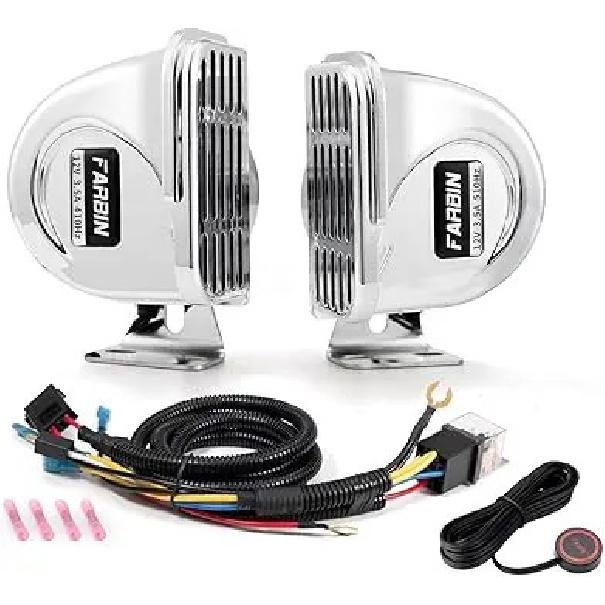 FARBIN 12V Marine Snail Electric Horn 304 Stainless Steel Super Loud Car Horn Waterproof Warning Electric Horn For Speedboat Car