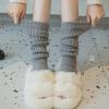 White Knitted Women's Y2K Winter Calf Pile Socks - Warm Snow Boot Covers