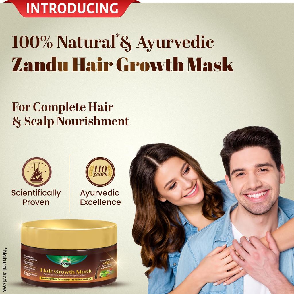 Zandu Hair Growth Mask 200g Pack of 1 | Ayurvedic Hair Nourishing & Strengthening Mask with Rosemary, Amla & Bhringraj