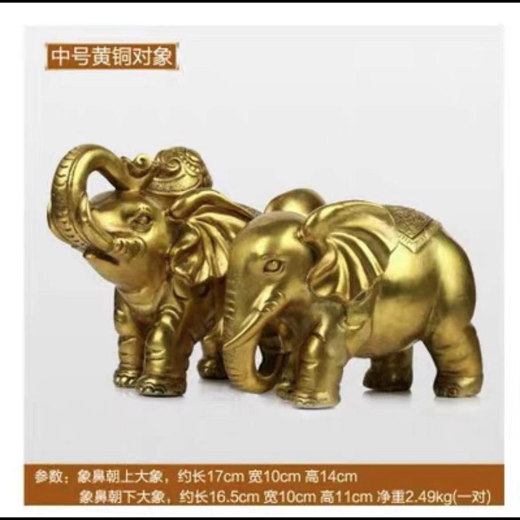 Brass Ornaments Pair Copper Water Absorbing Elephant Entrance TV Cabinet Decoration Housewarming New Home Open
