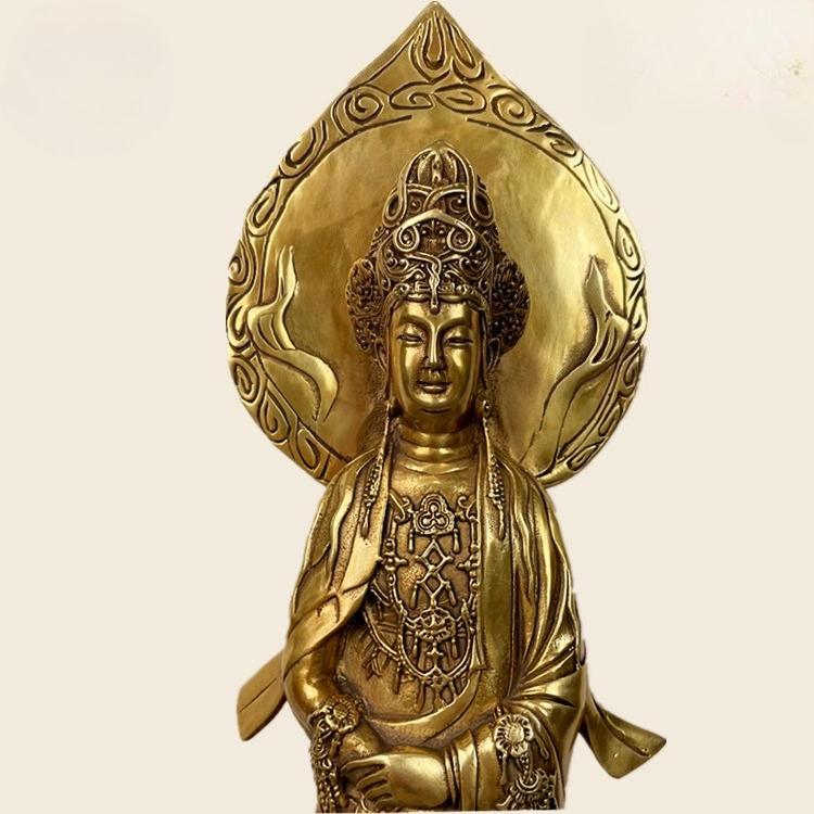 Feng Shui Brass Ornaments Guanyin Bodhisattva Counting Beads Buddha Statue