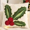 Embroidery Throw Pillow Cover Christmas Decoration Velvet Soft Santa Claus Flowers Winter Farmhouse Home Sofa Living Room