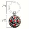Red Cross Knight Vintage Round Alloy Key Holder For Party And Holiday Gifts