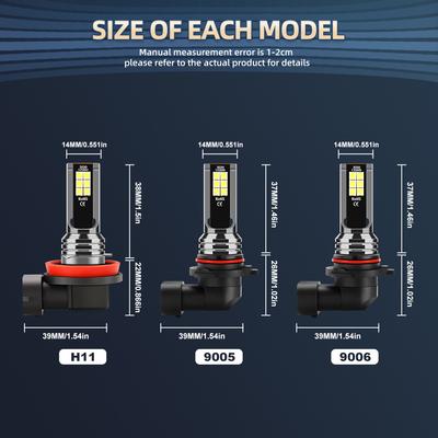9005/HB3 9006/HB4 H11 5202 Nebelscheinwerfer 28000LM Hohe Leistung Zwei Seiten CSP-Chips LED 50000 Stunden Lebensdauer Mit 4 Modellen zur Auswahl Plug-N-