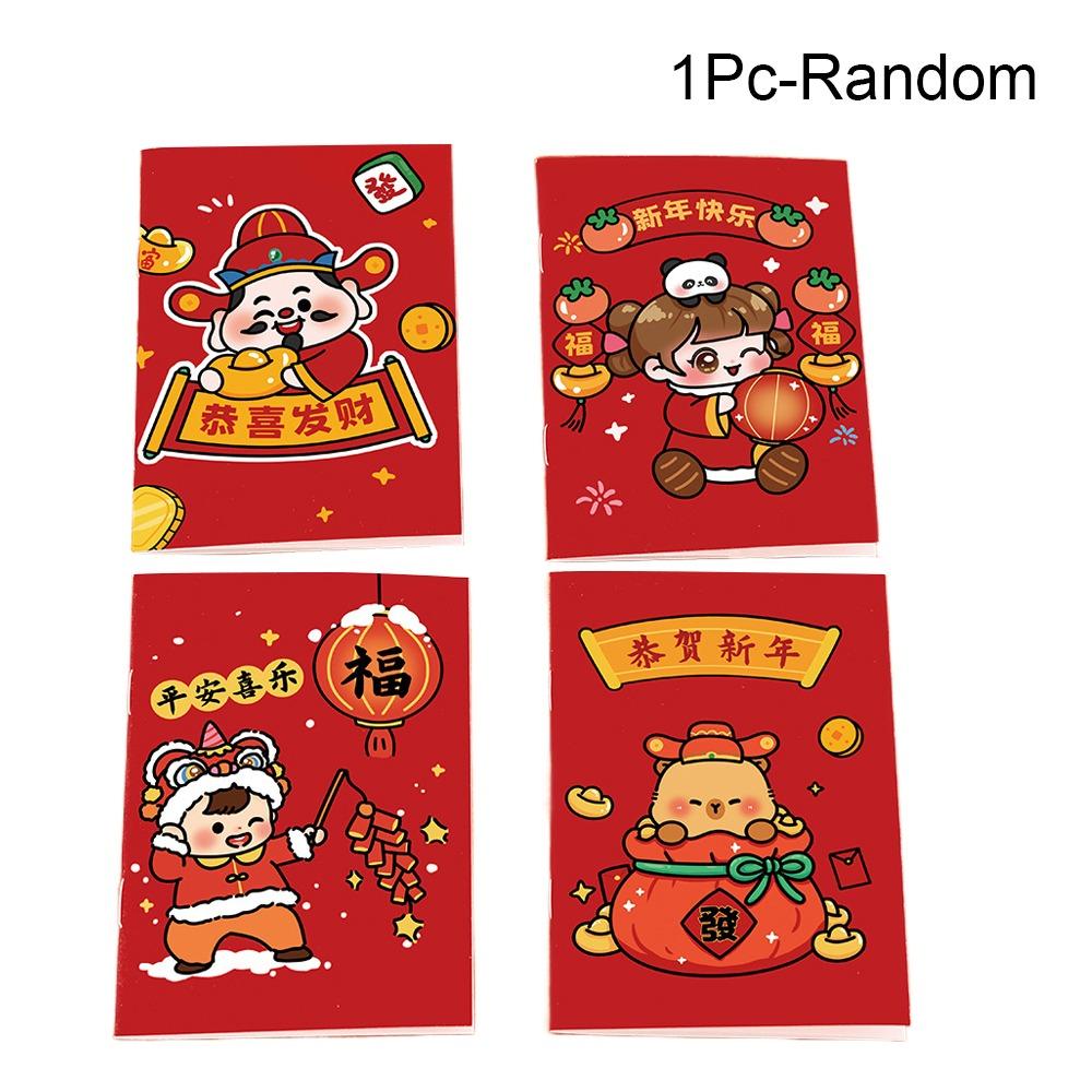 

Square Pocket Notebook Loose-leaf Notepad Cartoon Diary Book Spring FestivalGift 1Pc-Random