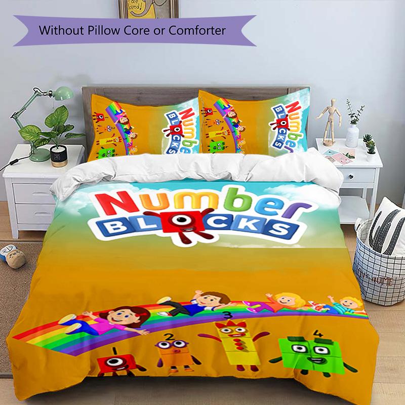 Set di biancheria da letto con motivo Numberblocks2, 3 pezzi, set copripiumino include copripiumino e federe, decorazione perfetta per la camera da letto in ogni stagione e regalo