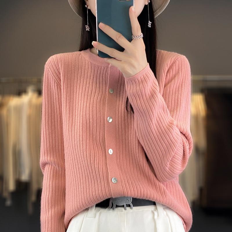 Lente Herfst en Winter Mode Dames Gebreide Kleding Mode Casual Effen Kleur Print Lange Mouwen O-Hals Trui