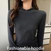 Ladies Spring Autumn Long Sleeve Zipper Stand Collar Solid Color Pullover Casual T Shirt Top