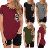European American Pocket Contrast Color Short-sleeved T-shirt Women