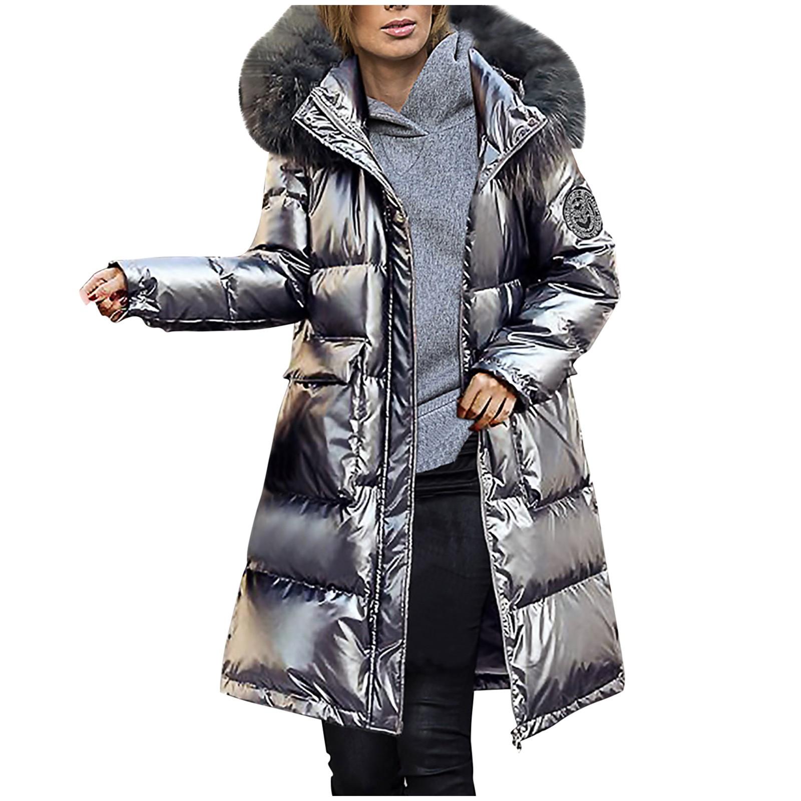 

Модное женское свободное яркое утолщенное хлопковое пальто средней длины с капюшоном XL