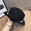 Floral Flat Top Straw Hat for Women French Hollowed Out Sun Hat Spring Summer Beach Vacation Casual Outdoor Fashion Accessory