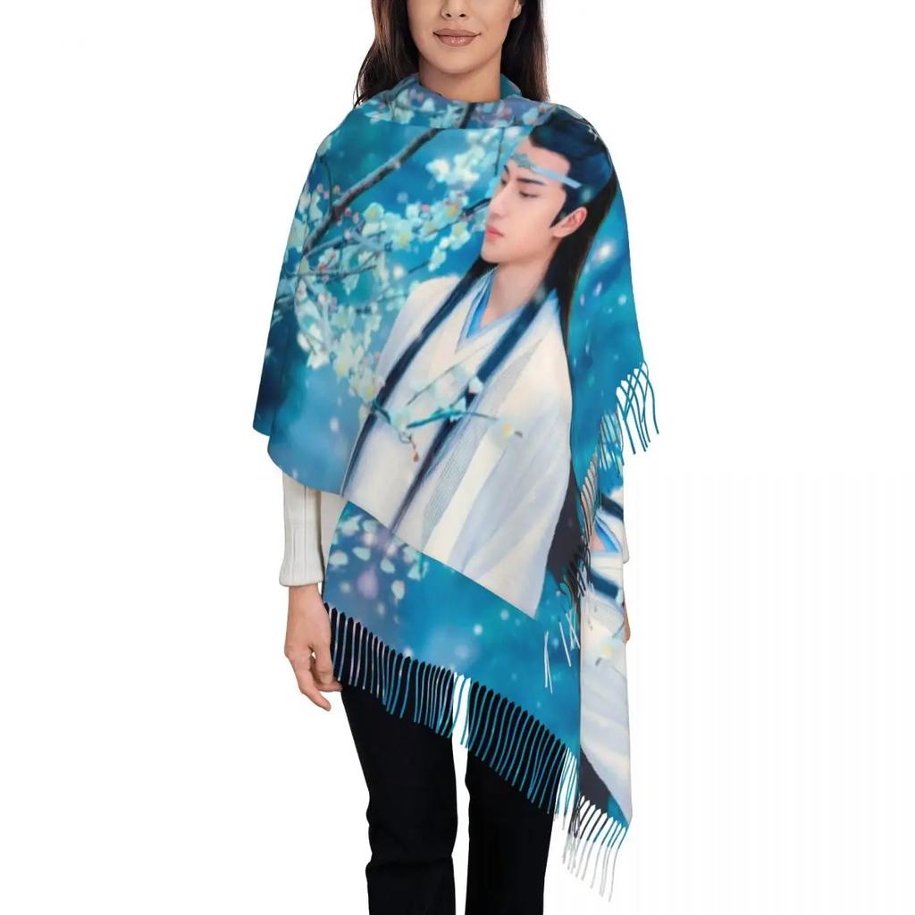 Custom Gusu Lan Sect The Untamed Tassel Scarf Women Soft Mo Dao Zu Shi Wei Wuxian Shawl Wrap Lady Winter Fall Scarves