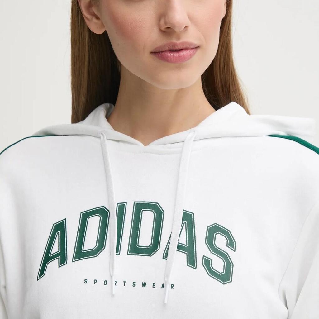Adidas Sports Series Casual Versatile Hooded Long Sleeve Sweatshirt Women Sweatshirt White JV9149