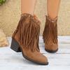 Superior Tassel Design Martin Boots Women's French Pointed Comfortable Coarse Heel Women's Short Boots 2025 New