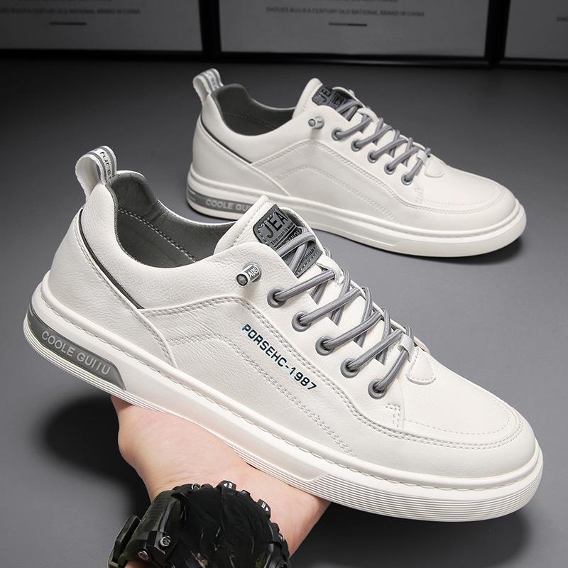 

Мужская обувь, повседневная кожаная обувь, корейская версия тренда The Hundred Sports Tide Shoes, мужская маленькая белая обувь Board 39 белый