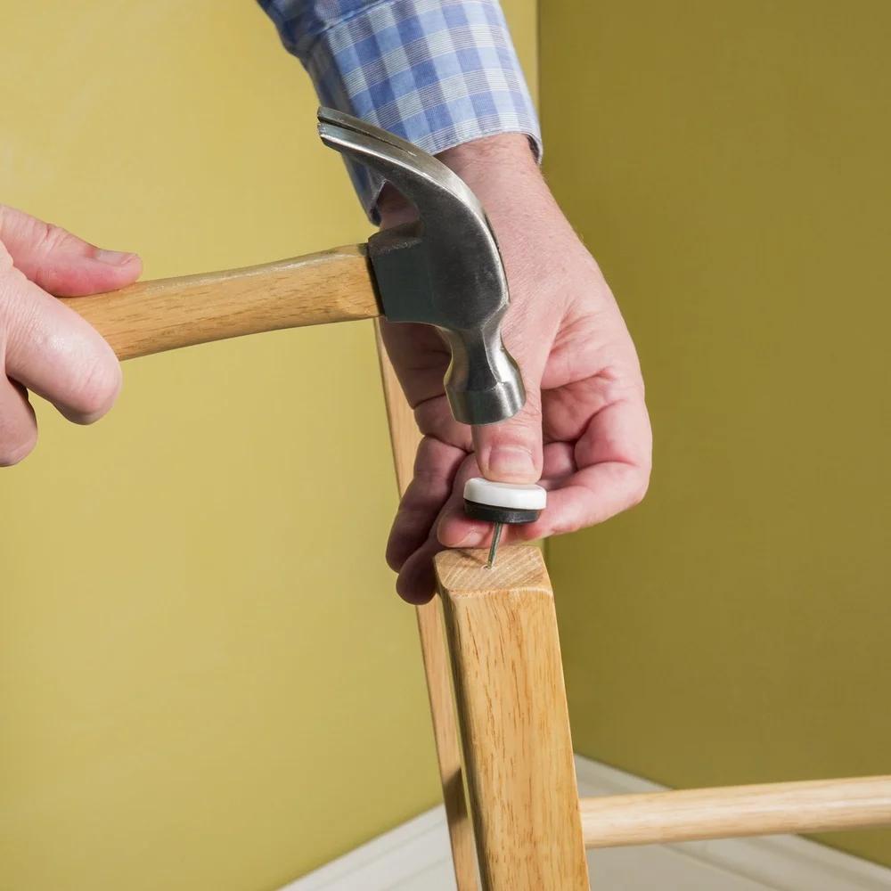 6 Pack 1-1/16 Inch Round Nail On Furniture Glides Plastic Wooden Furniture Reduce Friction Noise Move Smoothly Indoor Use