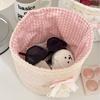 Sweetheart Lace Cylinder Storage Bin With Soft Cotton Material For Desk And Travel Use
