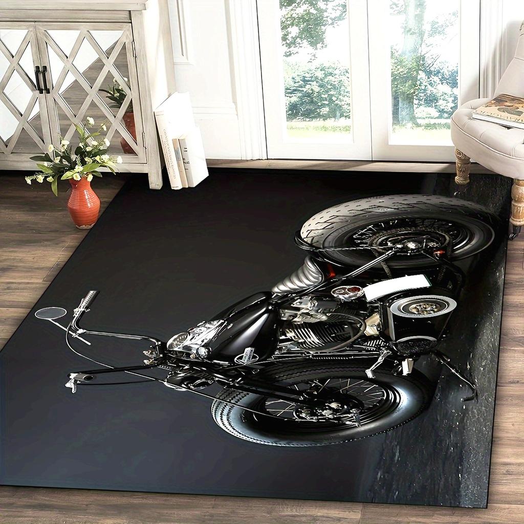 Vintage Classic Motorcycle Garage 3D Printed Carpet Living Room Retro Race Car Large Rug Home Decor Bedroom Non-Slip Floor Mat