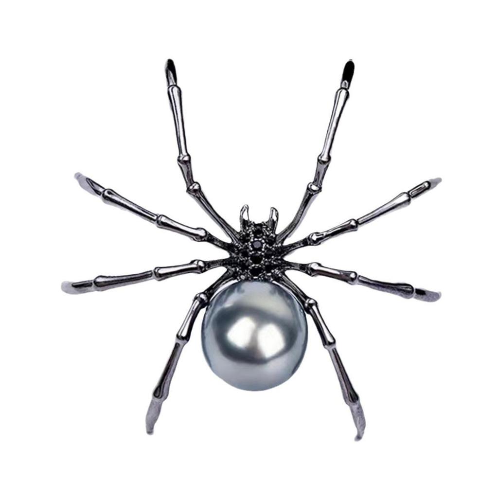 Retro Punk Hepburn Style Black Spider Pearl Earrings for Halloween