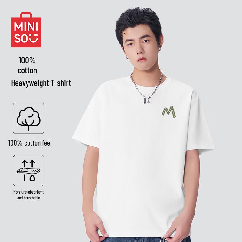 

MINISO Men s Heavyweight Cotton Short Sleeve T-Shirt 2XL