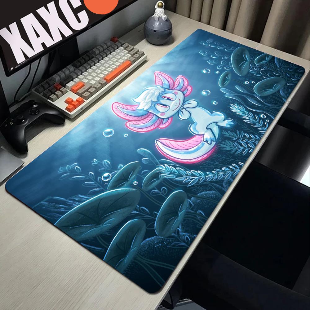 Cute Axolotl Design Aesthetic Large Gaming Mouse Pad Office Desk Mat Computer Keyboard Pad Nonslip Office Desk Decor Accessories