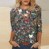 European and American Women's Round Neck Long-sleeved T-shirt with Sequins 3D Printing